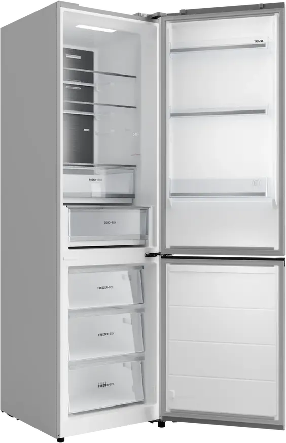 Frigider Combinat Teka RBF 68670 WH, Total No Frost, Motor Inverter, Control Electronic, Iluminare LED, Alb, Capacitate 378L, Dimensiuni 60x70x201 cm