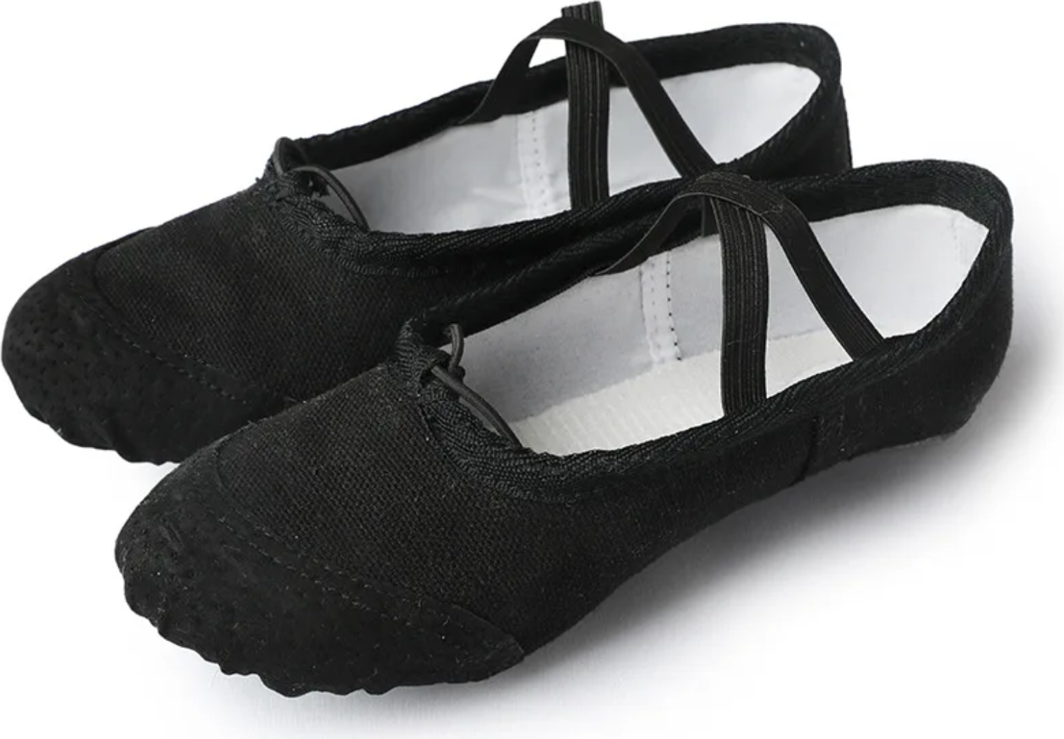 Pantofi de Dans Ballerina Globalsportdance pentru Gimnastică și Dans Ritmic, Negru, Mărime 27, din Pânză cu Chingă Elastică și Tală Suede Split Sole