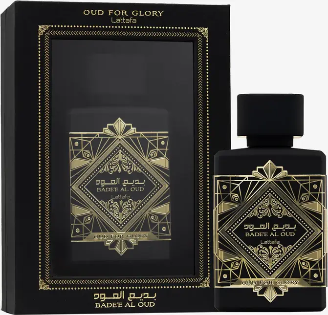 Apă de Parfum Lattafa Bade'e Al Oud Oud for Glory, Unisex, 100 ml, Parfum Oriental Lemnos cu Note de Șofran, Mosc și Lemn de Agar