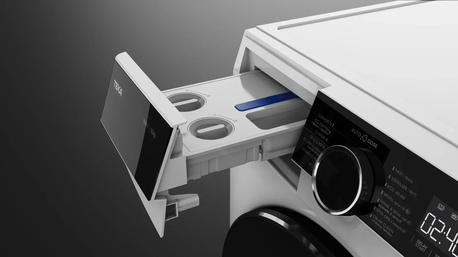 Teka WMK 81050 Front-Load Washing Machine, 10kg Capacity, Inverter Motor, AutoDose System, SmartWash, Steam, 1400-1500 rpm, Energy Class A, White