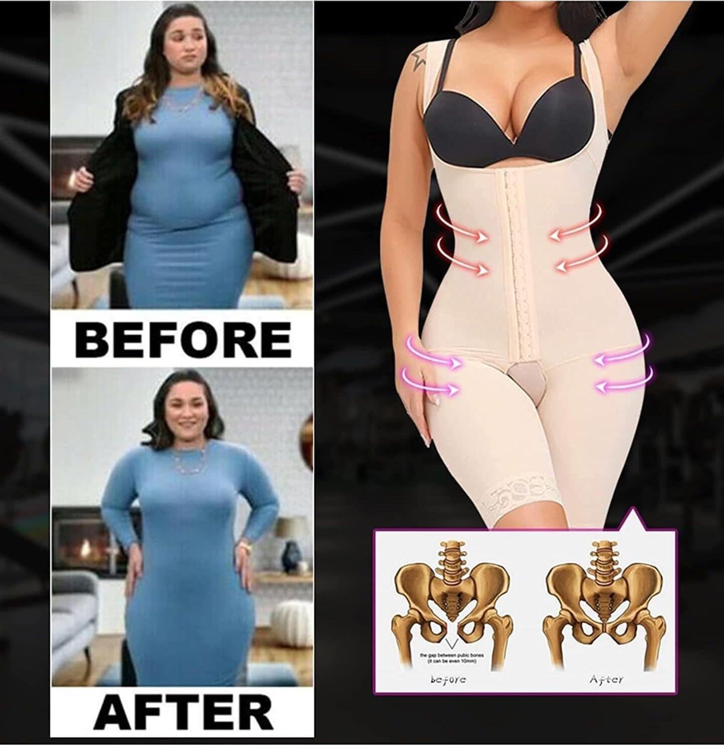 LEFUN 3-in-1 Shapewear Body Corset - High-Waist Waist Trainer, Push-Up, Adjustable Straps, Breathable Polyamide-Spandex for Silhouette Correction & Postpartum Recovery - Size: S