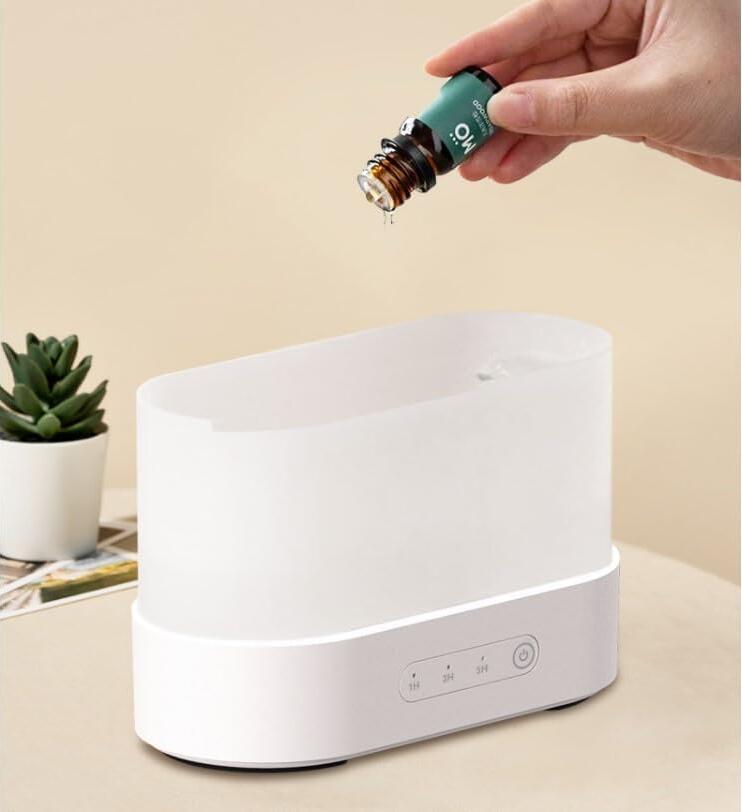 3-in-1 Flame Humidifier Aroma Diffuser, Ultrasonic Cool Mist Maker with RGB Night Lamp, USB-C Powered, Essential Oil Compatible, Auto-Off, 200ml