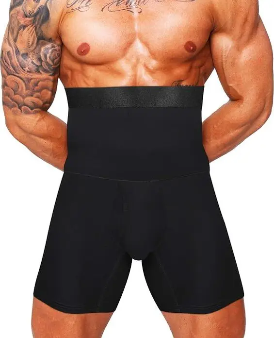 Cross-Border Men's High-Waist Shaping Shorts, Size 4XL - Double-Layer Compression, Lumbar Support, Breathable Fabric, Abdominal Control, 70-115 cm Waist