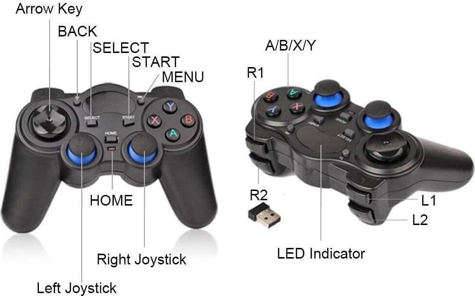 2.4G Wireless Gamepad for PS3 Android PC - Ergonomic Plug-and-Play Controller with USB Receiver, OTG Adapters, Smartphone Holder, 10m Range