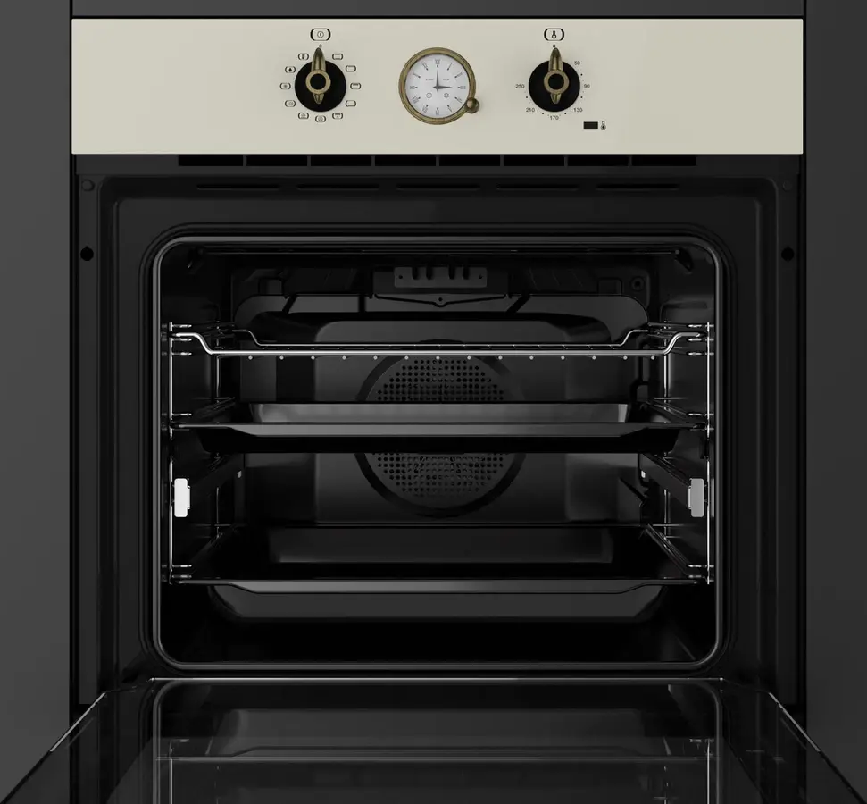 Teka HRB 6300 VN Country Style Multifunction Built-in Oven, SurroundTemp, 70L Capacity, 9 Functions, HydroClean PRO, Vanilla Rustic Finish, Class A