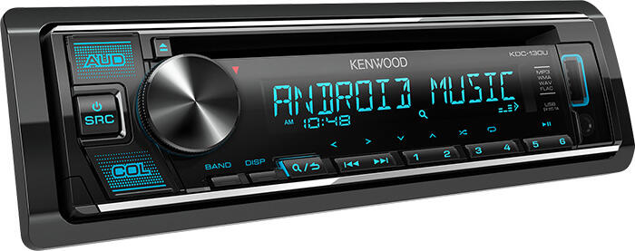 Kenwood KDC-130U Car CD Receiver with USB Interface, 4x50W Max Power, FM/AM RDS Tuner, FLAC MP3 WMA WAV Support, 3-Band Parametric EQ, Android & iPod Compatible