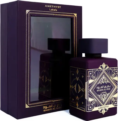 Lattafa Bade'e Al Oud Amethyst Eau de Parfum 100ml, Unisex Amber Floral Fragrance with Turkish Rose, Bulgarian Rose, Oud and Vanilla