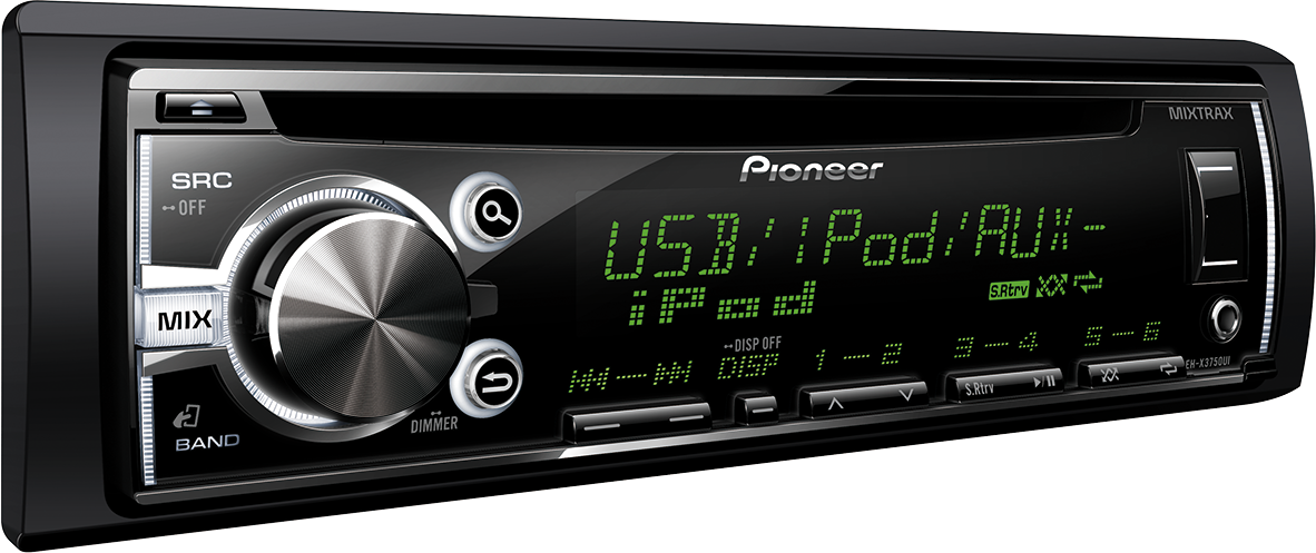 Pioneer DEH-X3750UI Single-DIN Car Audio Receiver, 50W x 4 MOSFET, CD/MP3/WMA/FLAC/WAV, Front USB & AUX, 5-Band EQ, Multi-Color Lighting, MIXTRAX, FM/AM Tuner
