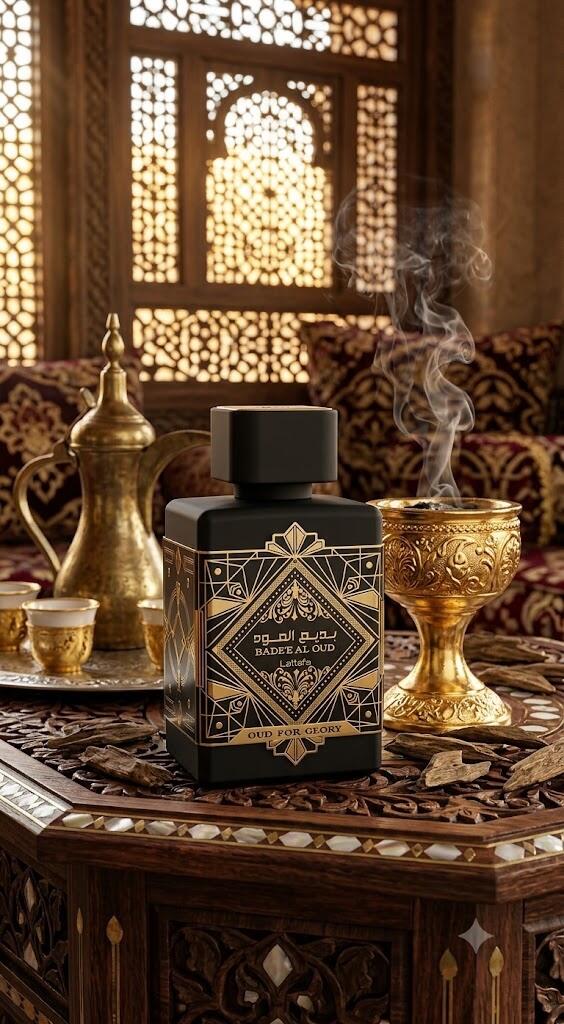 Apă de Parfum Lattafa Bade'e Al Oud Oud for Glory, Unisex, 100 ml, Parfum Oriental Lemnos cu Note de Șofran, Mosc și Lemn de Agar