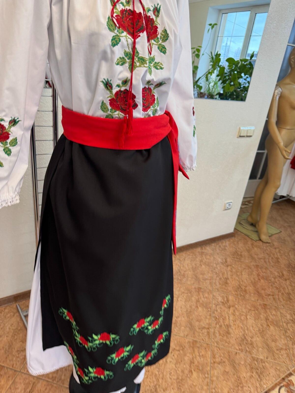 Benefis Moldovan National Skirt J 0146 Traditional Set of 2 Pieces Black Embroidered Outer Skirt and White Cotton Lace Under-skirt XL Adult