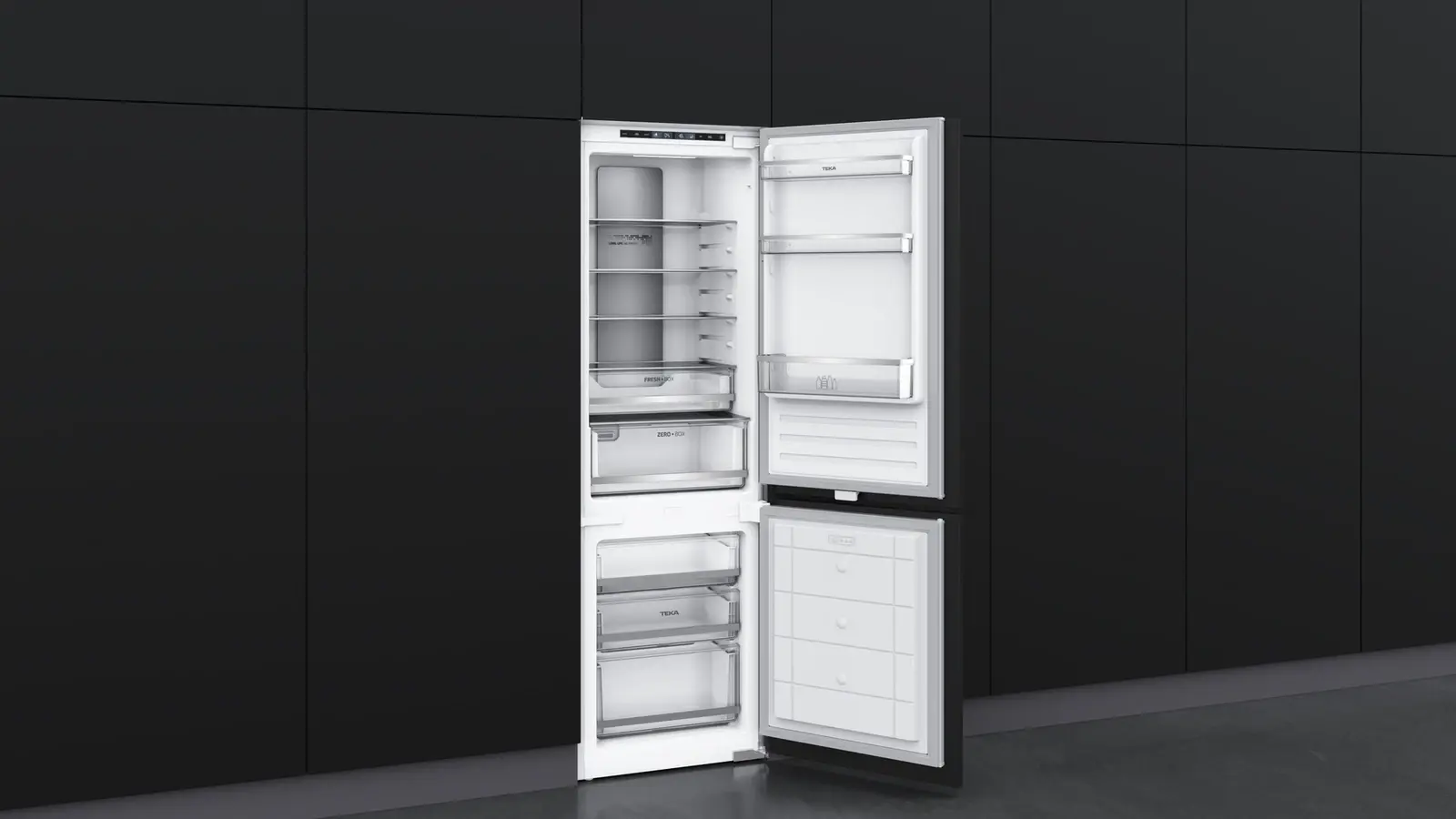 Frigider Înglobabil Combinat Teka RBF 73380, LongLife No Frost, ZeroBox și VitaCare Box, Clasa Energetică E, Capacitate Totală 244L, Alb