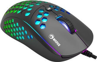 Marvo M399 RGB Gaming Mouse, 6400 DPI Optical Sensor, Honeycomb Perforated Lightweight Design, 6 Programmable Buttons, Wired USB, Black