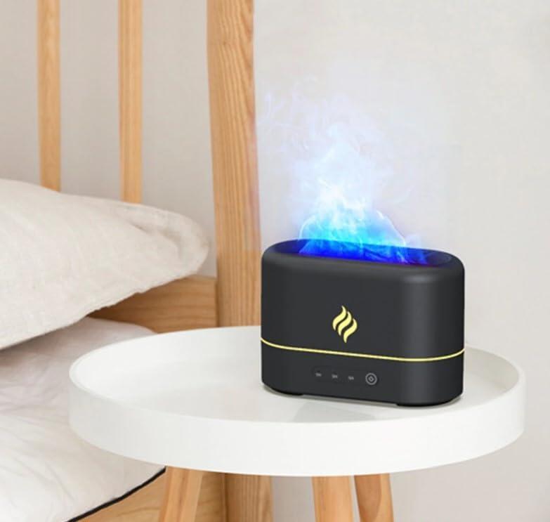 3-in-1 Flame Humidifier Aroma Diffuser, Ultrasonic Cool Mist Maker with RGB Night Lamp, USB-C Powered, Essential Oil Compatible, Auto-Off, 200ml