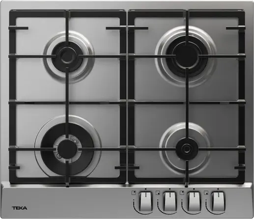 Teka GSC 64320 XBC IX Gas Hob, 60 cm Stainless Steel, 4 Burners including Double Crown 4kW, Cast Iron Grates, Flame Safety Device, SABAF Italy