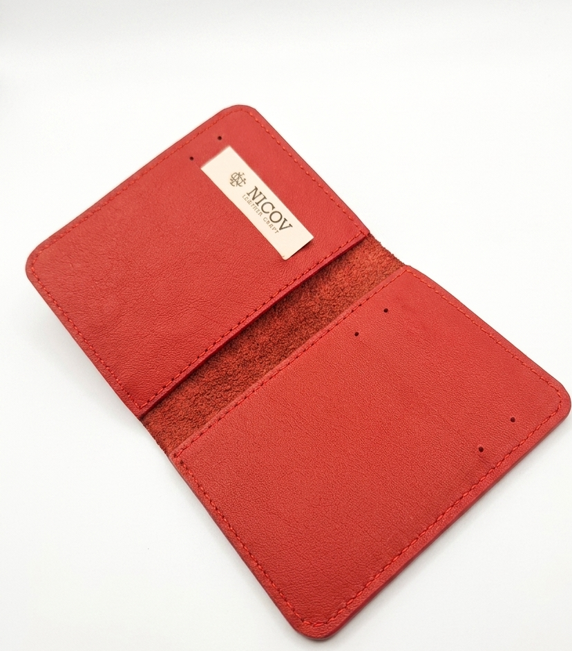 NICOV Letto Wallet in 100% Natural Leather, 11x9.5 cm, 4 Card Compartments, 2 Document Slots, 1 Money Compartment - Black with Embossing