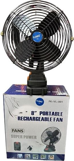 FK-VL-801 Cordless Oscillating Fan 21V, 20cm Portable Heavy-Duty Work Fan with 2 Rechargeable Batteries, Charger, 3 Speeds and LED Light