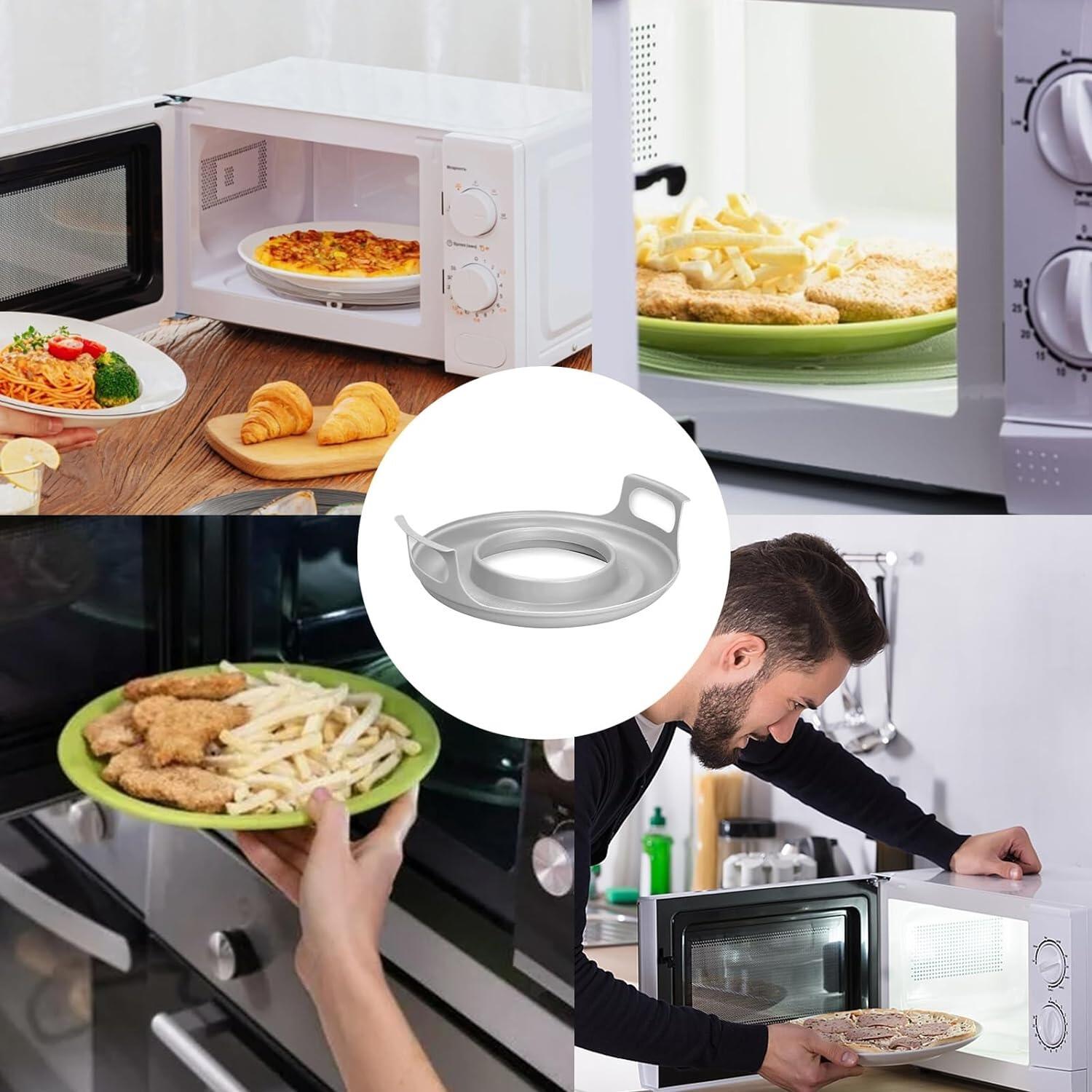 Gray Polypropylene Portable Microwave Oven Tray with Handles (300 x 82 x 265 mm)