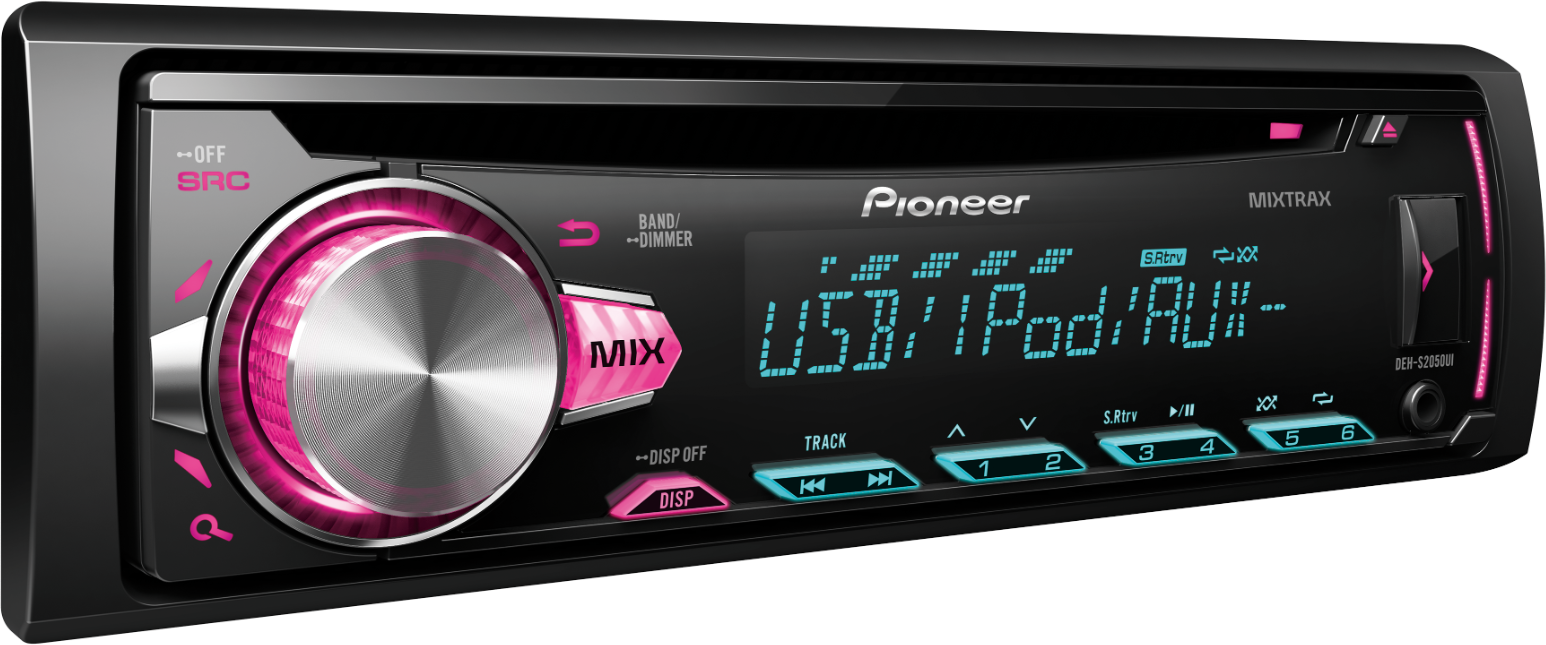 Pioneer DEH-S2050UI Receptor Audio CD pentru Auto cu USB și AUX Frontal, Ecran VA LCD Personalizabil, MIXTRAX, Redare AAC și Tuner Radio AM/FM