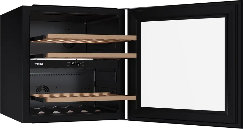 Teka RVI 20041 Built-in Wine Cooler, 41 Bottles, Dual Zone Temperature Control, SurroundAir Fan Cooling, LED Light, UV Glass Door, 60cm Niche