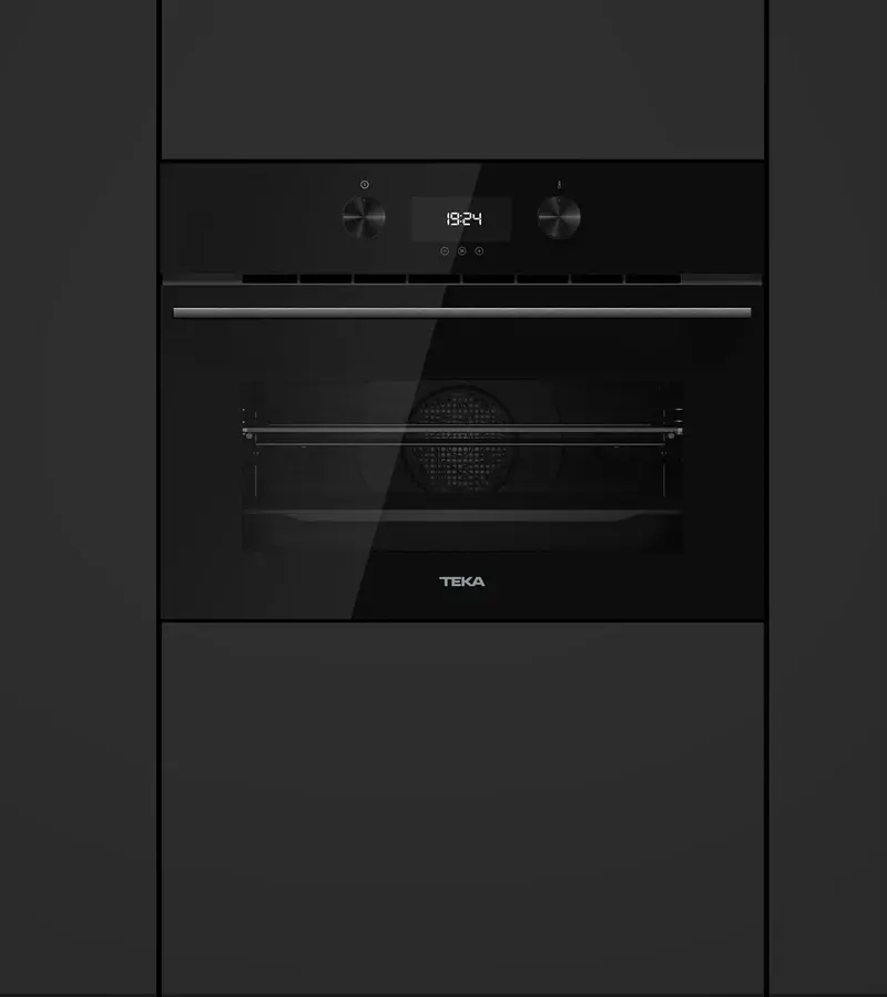 Teka HLC 8440 C FBK FullBlack Edition Compact Multifunction Oven with Microwave, HydroClean ECO, Crystal Clean Enamel, A+ Energy Class, 40L, Black Glass