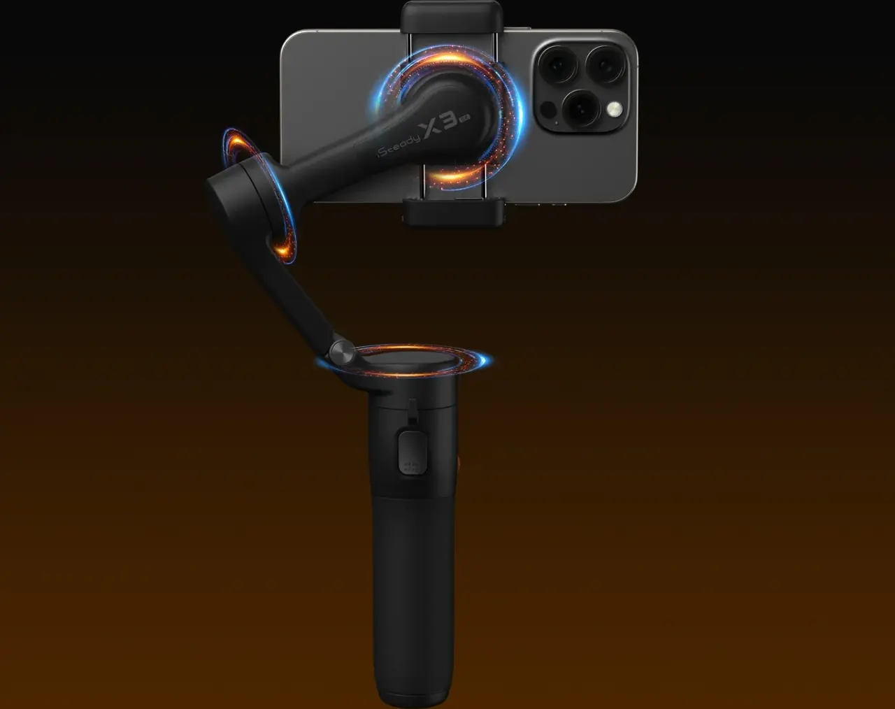 Hohem iSteady X3 3-Axis Smartphone Gimbal Stabilizer, Black, Built-in Extension Rod & Tripod, Detachable Remote, Magnetic Fill Light, 300g Payload