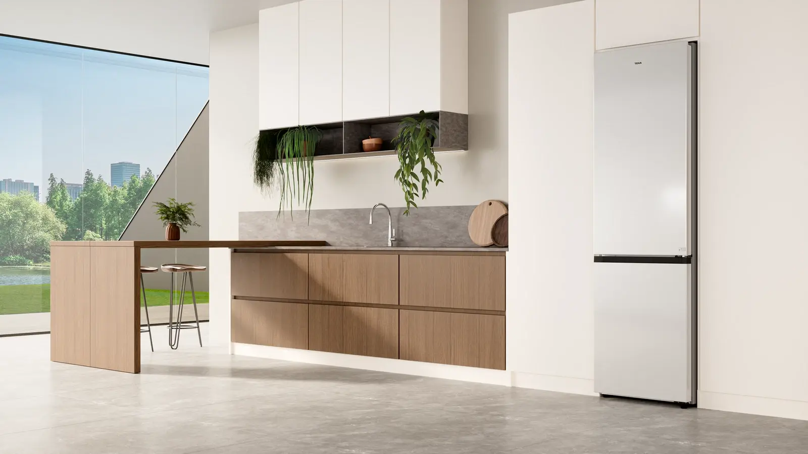 Frigider Combinat Teka RBF 68670 WH, Total No Frost, Motor Inverter, Control Electronic, Iluminare LED, Alb, Capacitate 378L, Dimensiuni 60x70x201 cm