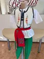 Национальная молдавская рубашка Benefis для мальчиков J 0232(4953), белый натуральный материал, синяя вышивка, набор из 2 предметов: рубашка и красный пояс