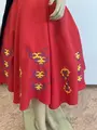 Benefis J 0131(4478) Girls' Moldovan National Skirt, Red Traditional Embroidery with Yellow and Purple Patterns, Natural Materials