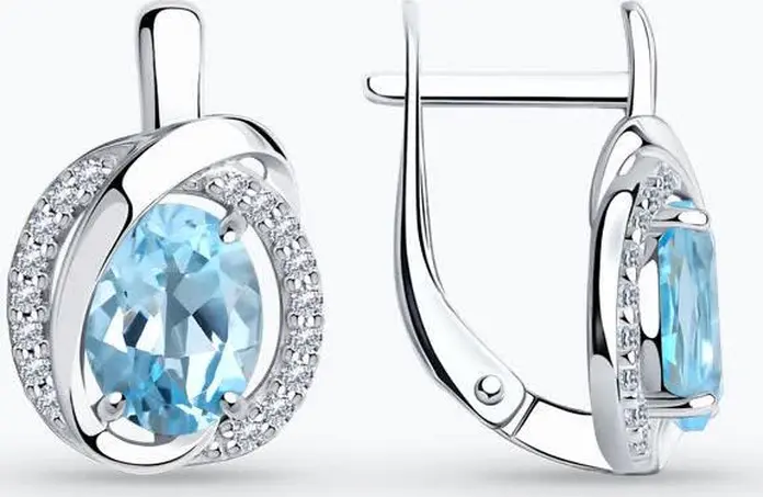 SOKOLOV 92021247 Bijuterii femei, Cercei din Argint 925 cu Topaz, 4 pietre, Închidere Englezească, 2.17g