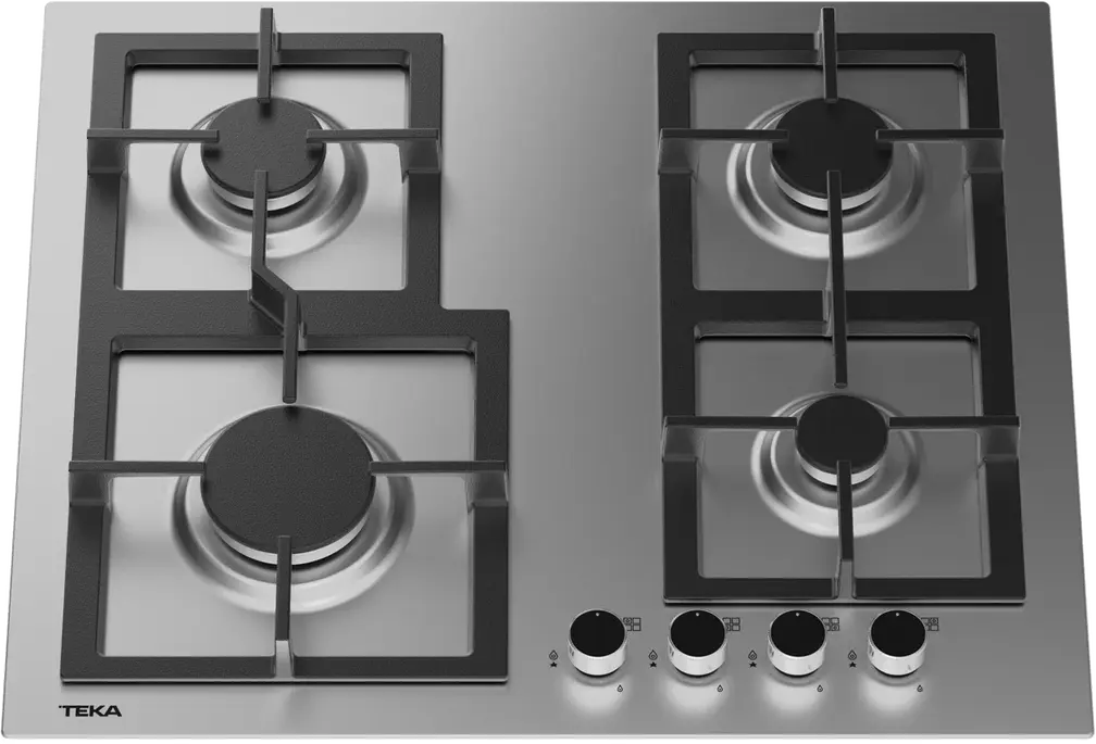 Газовая варочная панель Teka EFX 60.1 4G AI AL CI, 4 конфорки SABAF, чугунные решетки, матовая нержавеющая сталь, автоподжиг и газ-контроль, 60см