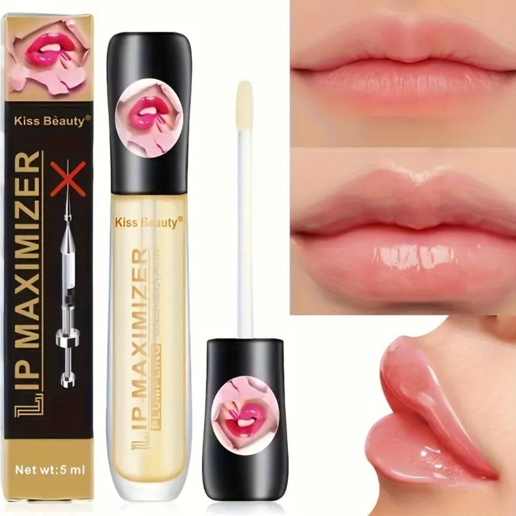 Kiss Beauty Lip Maximizer Plumping Gloss with Hyaluronic Acid and Vitamin E, Instant Volume and Hydrating Shine Effect