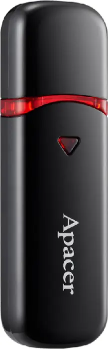 Apacer AH333 USB 2.0 Flash Drive, stick de memorie portabil de 32 GB, design ergonomic Pebble cu capac, Plug and Play pentru PC și Mac - Negru misterios