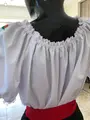 Bluza Nationala Benefis J 0390, Stil Traditional Romanesc Moldoveneasc, Material Camasa Alb cu Broderie Florala Roșu-Verde, Dantela Naturala, Bust 86-92 cm