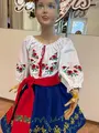 Fustă tradițională națională moldovenească pentru copii Benefis J 0374(4942), Albastru Regal, Materiale Naturale, Broderie Florală, Mărime M
