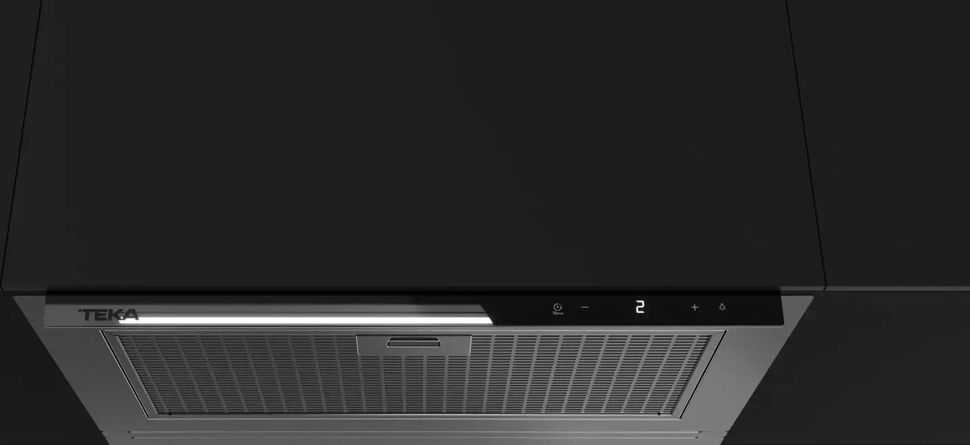 Teka Integra GFI 67350 EOS IX Fully Integrated Kitchen Hood, 60cm, Stainless Steel and Black Glass, Touch Control, ECO Power Motor, LED Lighting, A+
