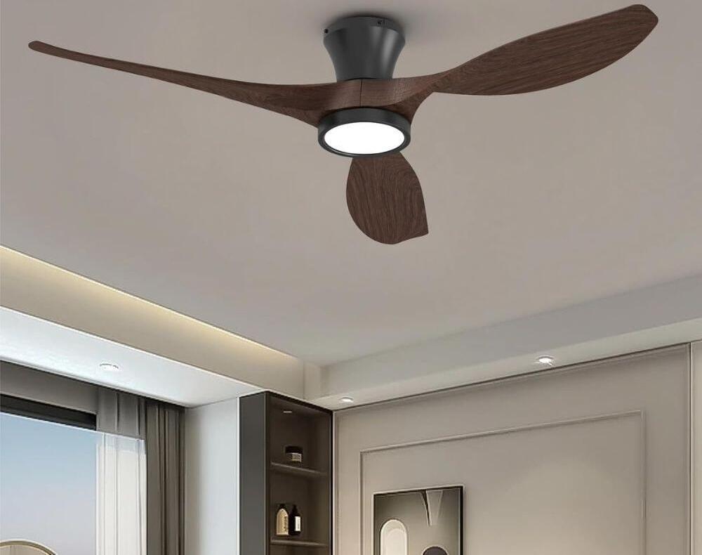 Ventilator de tavan ProLed PRO-YUE-M301-3, 132cm, Motor DC 45W, 3 Pale Aspect Lemn, Lumină LED 3 Culori, Telecomandă, Funcționare Silențioasă
