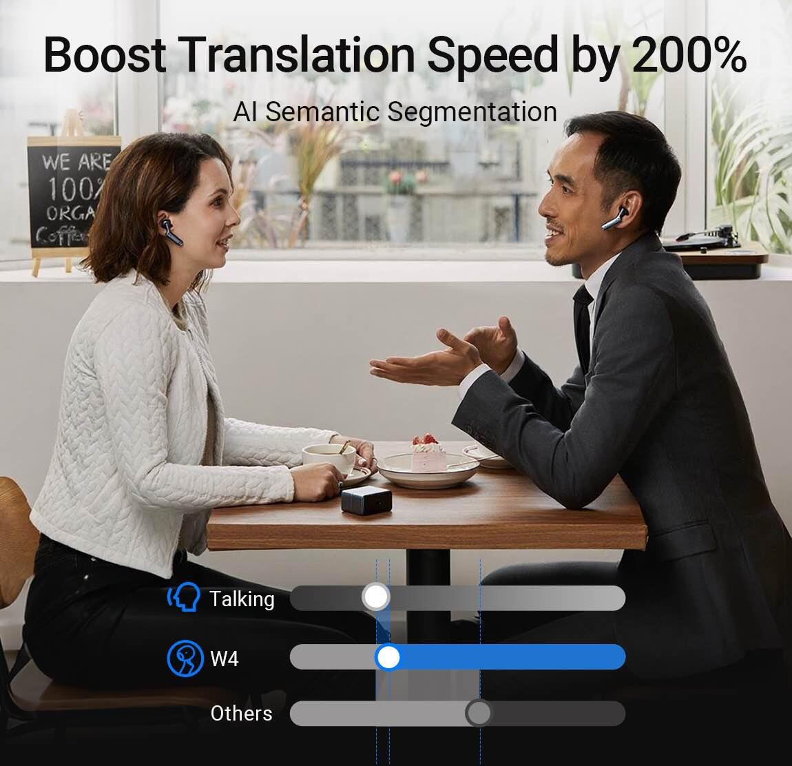 Timekettle W4 AI Interpreter Earbuds, Sandy Gold, Bone-Conduction Voiceprint Translation, 40 Languages, 93 Accents, 0.2s Response, HybridComm™ TWS