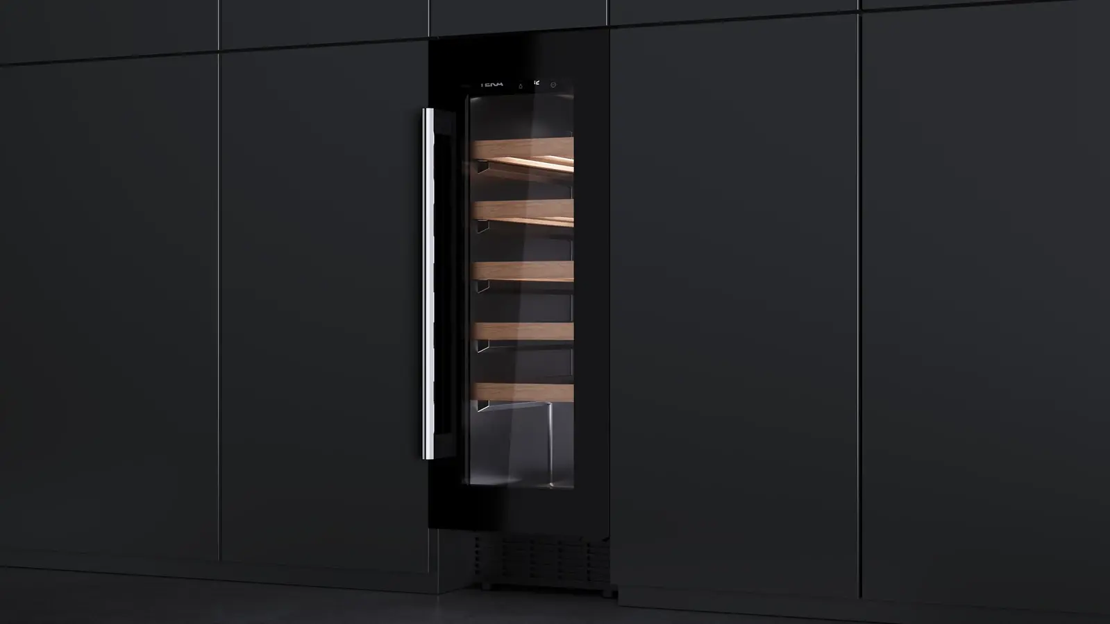 Răcitor de vin Teka RVU 10020 Sommelier, 20 sticle, Două Zone de Temperatură, Răcire SurroundAir, Geam Tintat UV, Iluminare LED, 295x820x573 mm