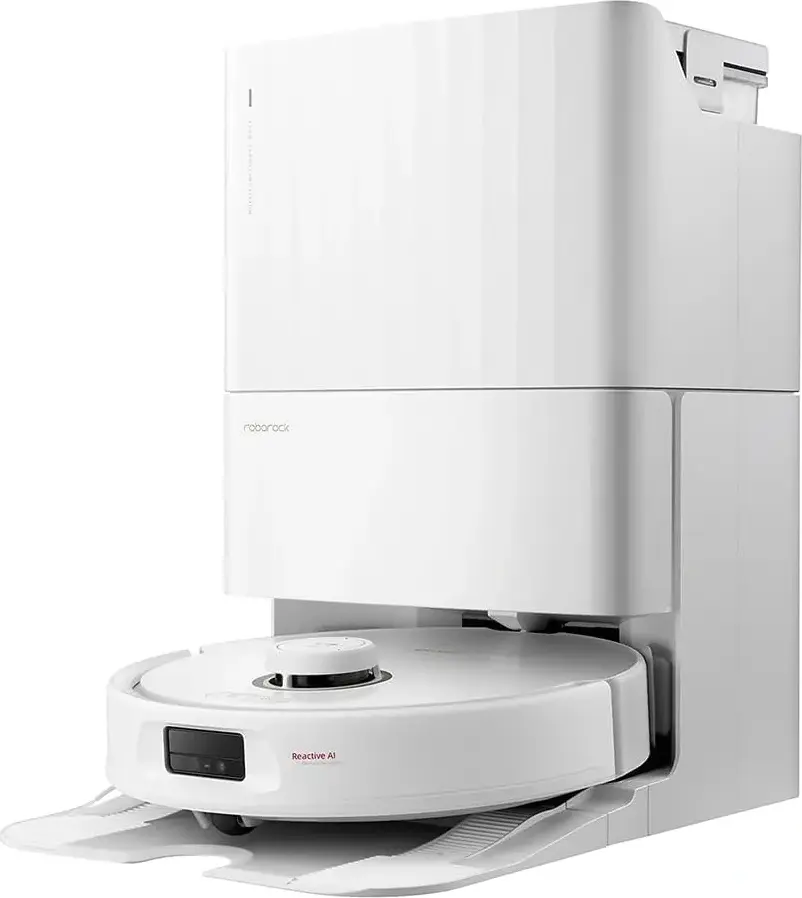 Roborock Q Revo MaxV Robot Aspirator si Mop cu Suctie 7000 Pa, Design FlexiArm, Evitare Obstacole Reactive AI, Doc de Spalat Mopuri cu Apa Calda 60C, Alb