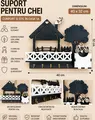 Lemica Wall Key Holder House Design with Tree and Bicycle, Natural Wood, 40x32 cm, 5 Metal Hooks with Accessory Storage Compartment, Black and White