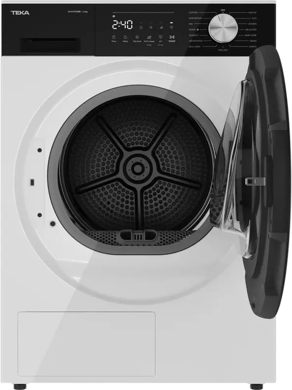 Teka D 208D W EU SmartCare Heat Pump Condenser Dryer, 8 kg Capacity, Inverter Motor, UV Hygiene, FreshBreeze Technology, Class D, White