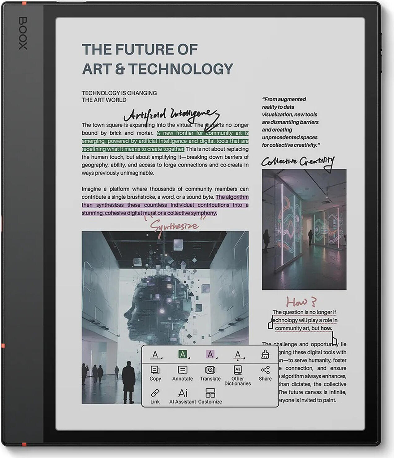 ONYX BOOX Note Air5 C 10.3" Color E Ink Tablet, Kaleido 3, Android 15, 6GB RAM, 64GB, BSR Tech, Fingerprint Sensor, with Pen3 Stylus