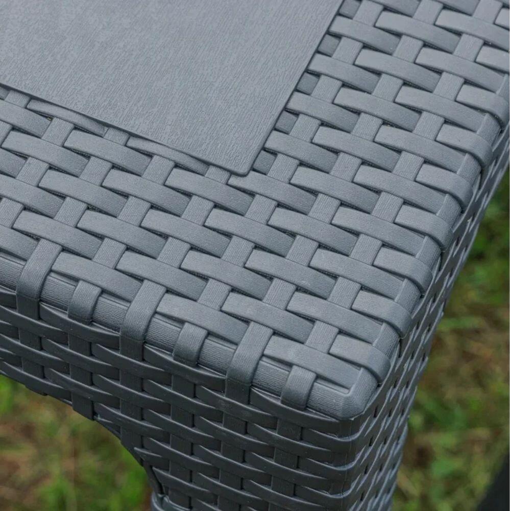 Set Mobilier Grădină Aspect Rattan Masă 150x90cm și 6 Scaune, Polipropilenă Ranforsată, Rezistent UV și Apă, Turcia