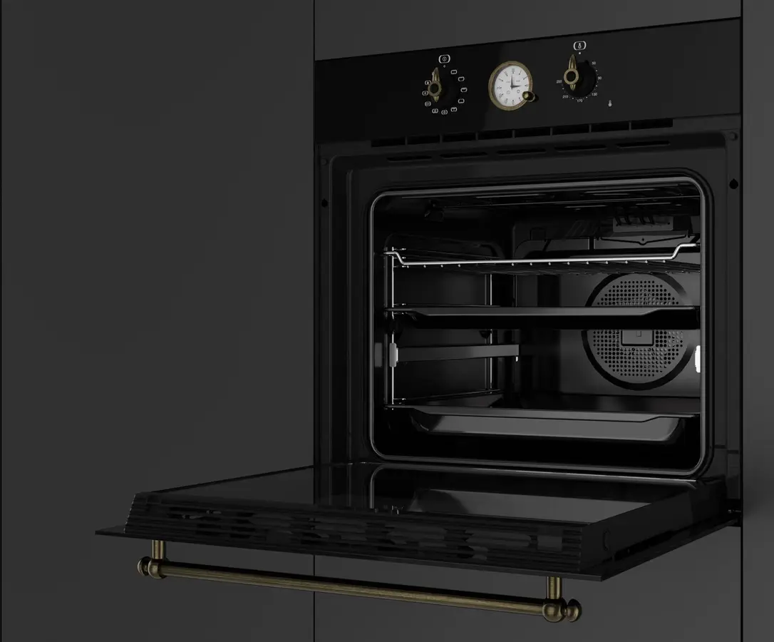 Teka HRB 6300 AT Country Style Multifunction Built-in Oven, SurroundTemp, HydroClean PRO, 70L Capacity, A+ Energy Class, Anthracite Black, 9 Functions