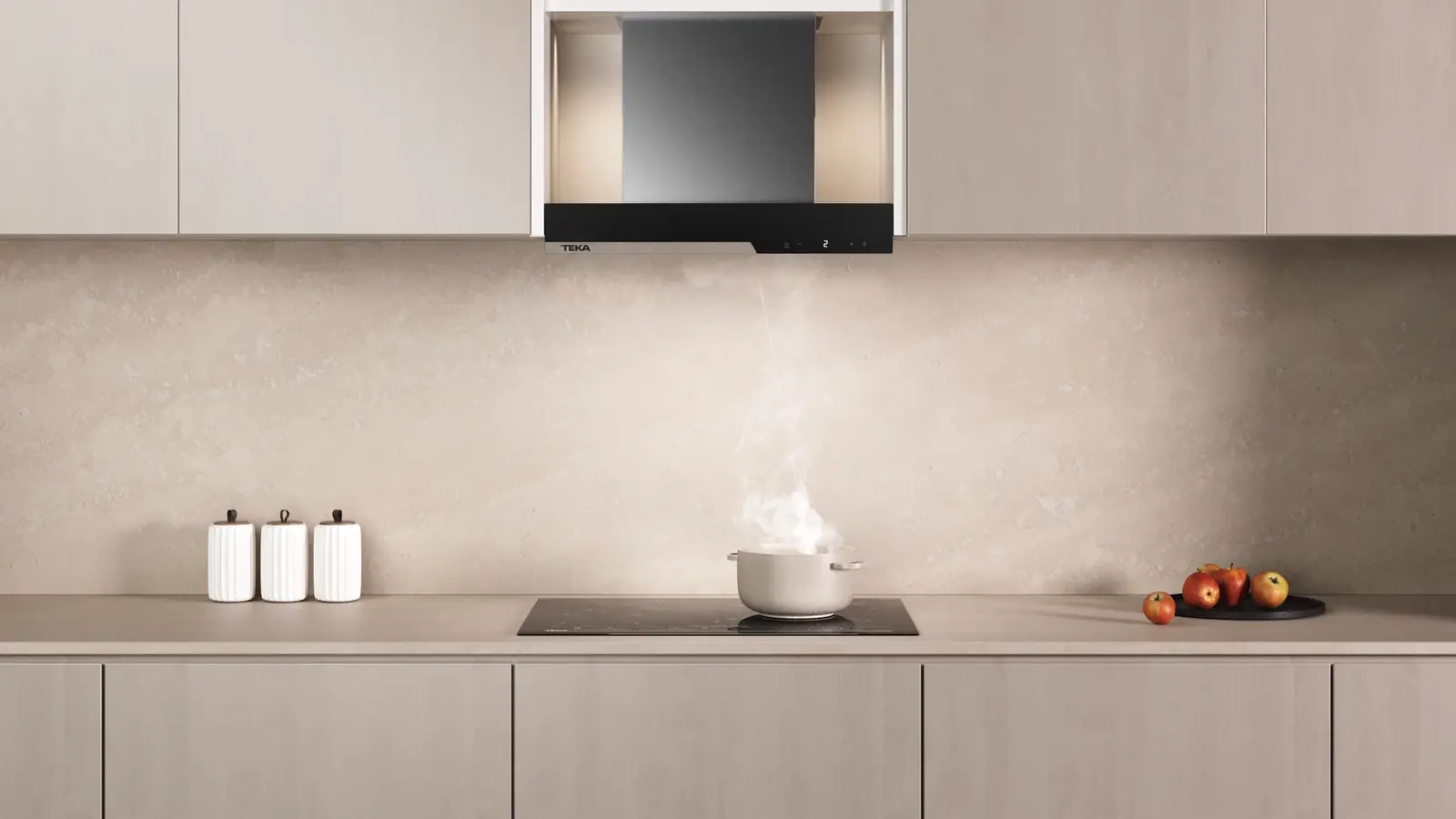Teka Integra GFI 67350 EOS IX Fully Integrated Kitchen Hood, 60cm, Stainless Steel and Black Glass, Touch Control, ECO Power Motor, LED Lighting, A+