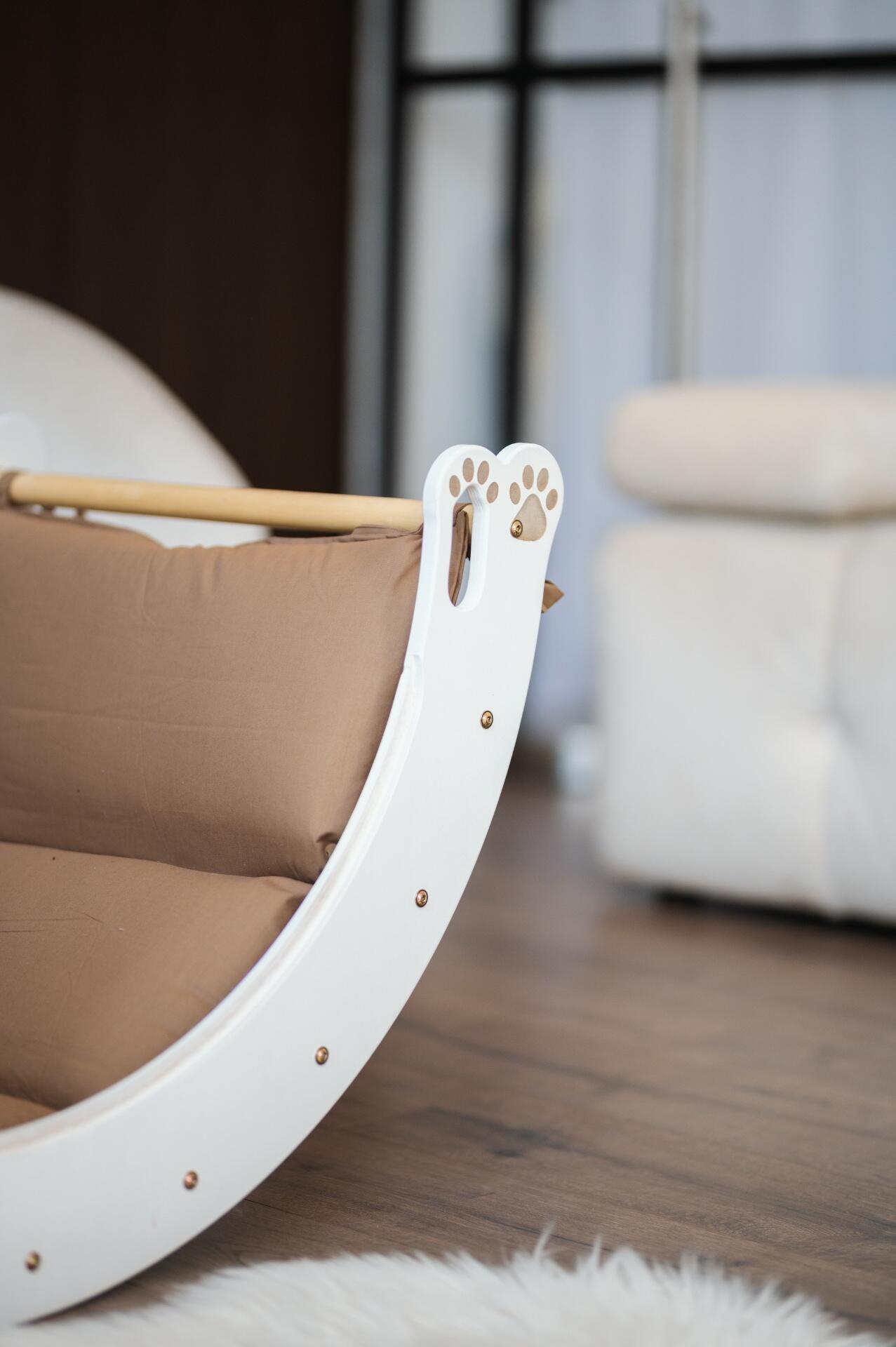 Set de Joacă Modular Pikler Oli.Lioli Bârlog 7-în-1, Triunghi de Cățărat din Lemn, Leagăn în Formă de Urs și Rampă, Gimnastică Montessori pentru Copii 0-10 ani