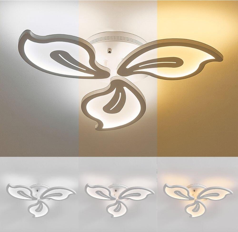 ProLed Caroli Three 66W LED Chandelier, 4620lm, Dimmable CCT 3000K-6500K, Remote Control, White Acrylic/Metal Design