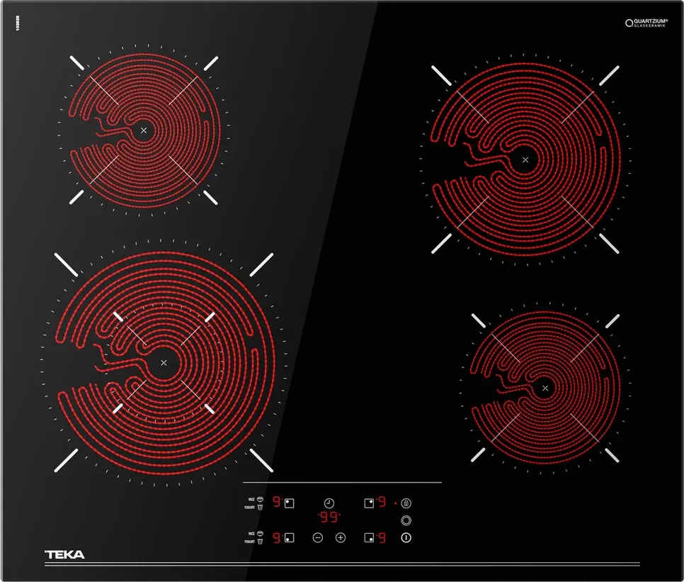 Teka TBC 64320 TTC BK Electric Vitroceramic Hob, 60 cm Black Glass, 4 Cooking Zones with Dual Circuit, Touch Control, Power Plus, Safety Lock