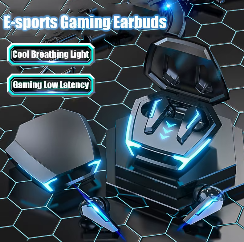 Casca Gaming Wireless M10 TWS, Albă, Bluetooth 5.4, Sunet Hi-Fi Stereo, Latenta 40ms, Anulare Activa a Zgomotului ANC, Rezistenta la Apa IPX5, Lumini LED