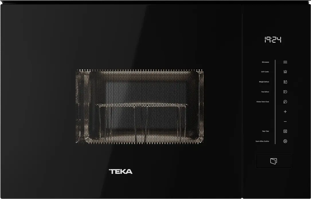 Teka MLEG 820 FI BK Built-in Microwave with Grill, Black Glass, 20L Capacity, 800W Microwave/1000W Grill, Touch Control, 8 Auto Programs, Stainless Steel
